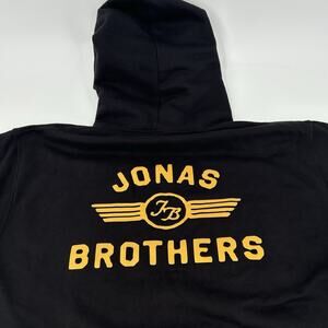 Jonas Brothers On Broadway Size Large Hoodie Sweatshirt Black Yellow EUC Merch